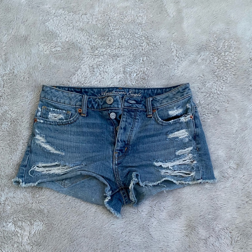 American eagle low rises ripped Jean shorts.